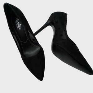 CHARLES by CHARLES DAVID BLACK LEATHER PALMA POLKA DOT Mesh Pimp Size 7.5